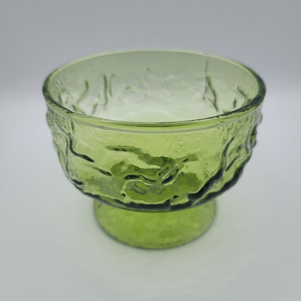 Anchor Hocking Lido Milano‎ Avocado Green Foot Sherbet Dessert Bowl Dish Vintage